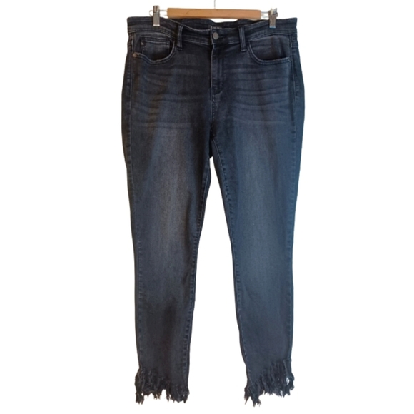Judy Blue Skinny Fit Sz 31 Black Raw Hem Cotton Poly Stretch Jeans - Picture 1 of 12